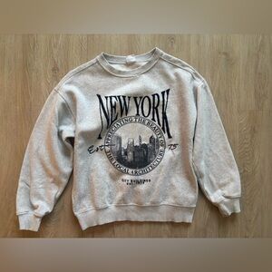 Zara Grey Marl pullover sweatshirt top New York print sz 13-14 yr